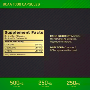 Optimum Nutrition BCAA 1000 60 Capsules (30 Servings) Argentina | 74563-VKYJ