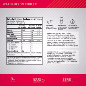 Optimum Nutrition BCAA Boost Watermelon - 8g BCAAs for Muscle Recovery & Hydration - 30 Servings