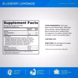 Optimum Nutrition Amino Energy Powder - Concord Grape 1.29lb | Essential Amino Acids + Caffeine for Energy & Recovery