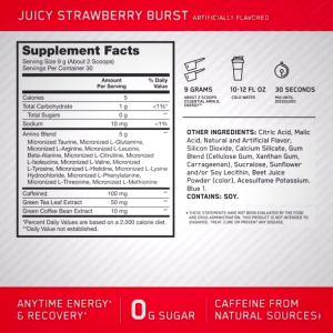 Optimum Nutrition Amino Energy Powder Fruit Fusion 0.6lb | 30 Servings - Boost Energy & Recovery