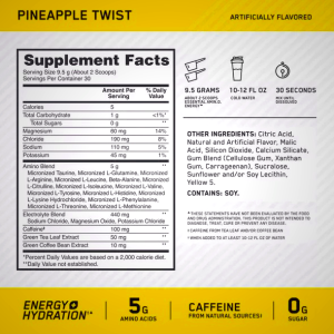 Optimum Nutrition Essential AMIN.O. ENERGY + Electrolytes Strawberry Burst 0.63 lb (30 Servings) Argentina | 49283-JIRG