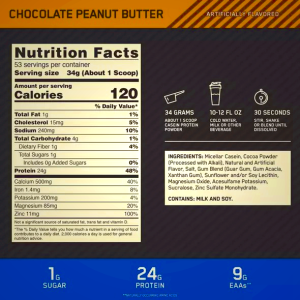 Optimum Nutrition Gold Standard 100% Casein Protein Powder Cookies & Cream 2lb | 25 Servings