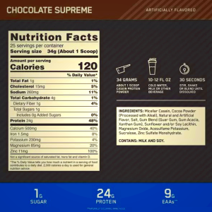 Optimum Nutrition Gold Standard 100% Casein Protein Powder - Chocolate Bliss 3lb | 44 Servings