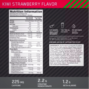 Optimum Nutrition Performance Pre-Workout Powder - Kiwi Strawberry 285g | Boost Energy & Focus