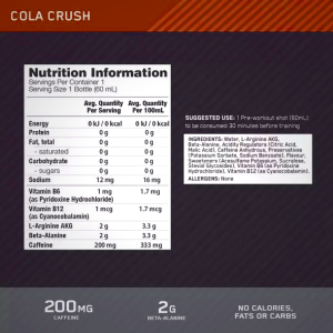 Optimum Nutrition Pure Pre 200 Pre-Workout Shot Berry 60ml (12 shots) Argentina | 94065-SPDM