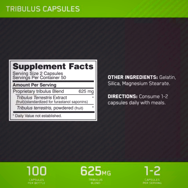 Optimum Nutrition Tribulus Caps 100 Capsules (50 Servings) Argentina | 90627-PJSG